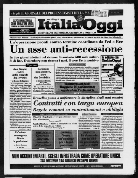 Italia oggi : quotidiano di economia finanza e politica